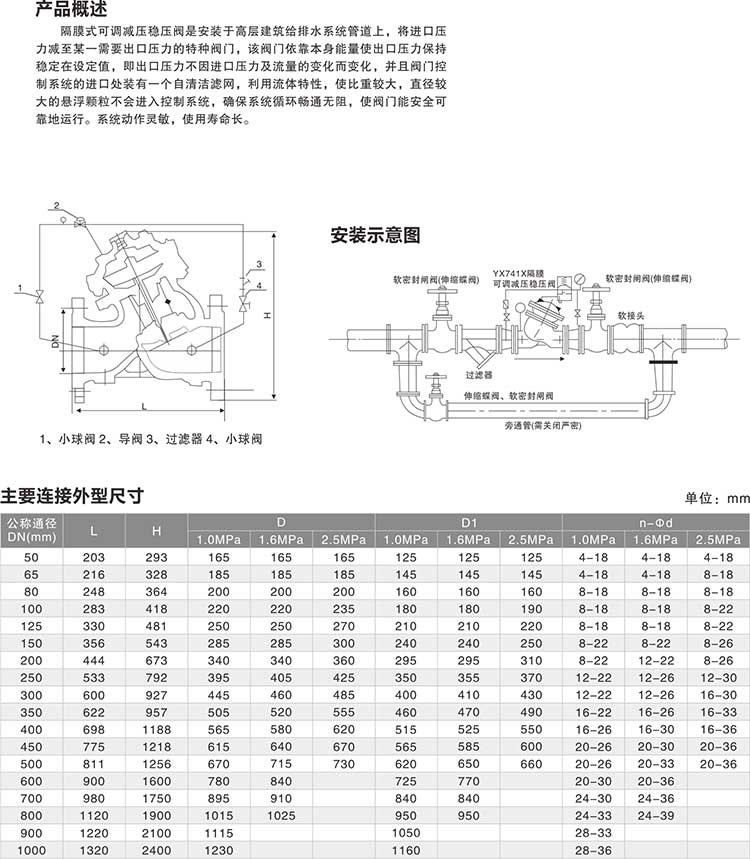 YX741X隔膜(mó)式可調減壓穩(wěn)壓閥